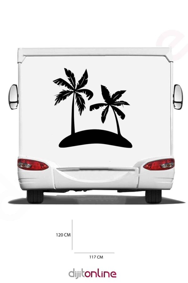 Karavan Arkası Sticker - Palmiye Sticker - 120x117 Cm