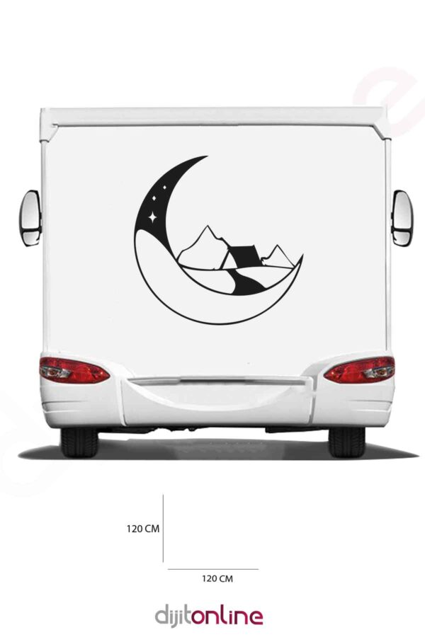 Karavan Ay Sticker - Kamp Sticker - 120x120 Cm