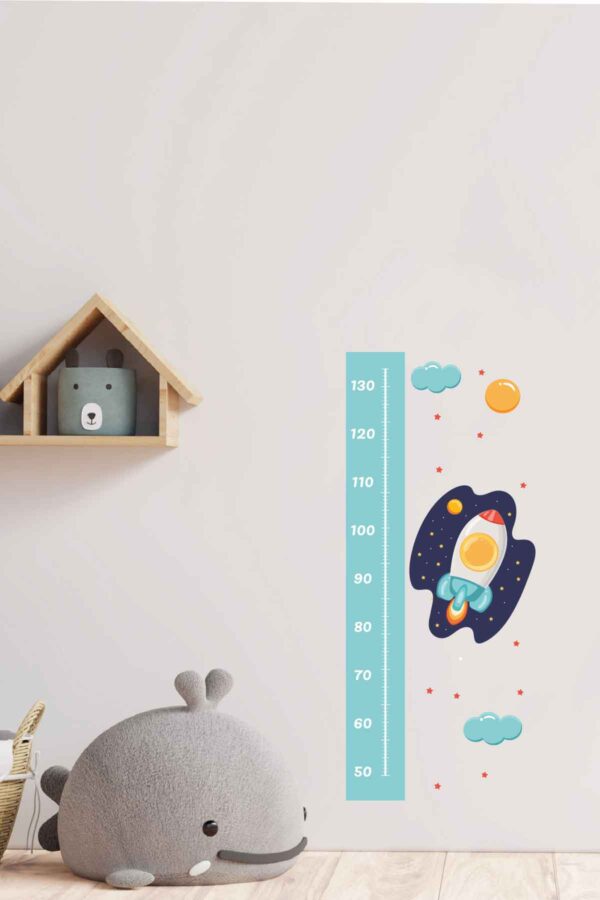 Boy Ölçer Duvar Baskı Sticker - Roket Sticker - 55x130 Cm