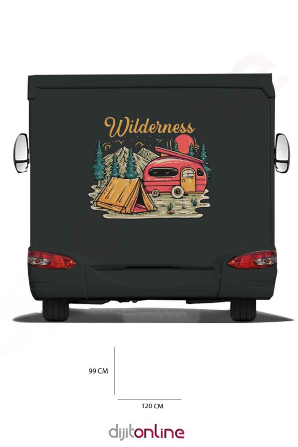 Karavan Renkli Baskı Sticker - Kamp Sticker - 120x99 Cm