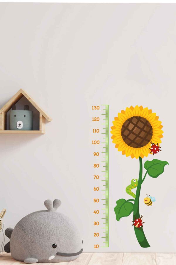 Boy Ölçer Duvar Baskı Sticker - Ayçiçek Sticker - 70x130 Cm