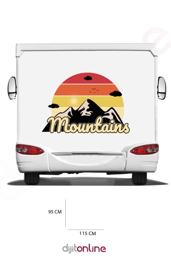 Karavan Baskı Sticker - Dağ Sticker - 115x95 Cm