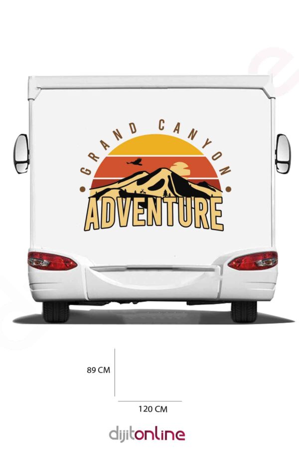 Karavan Macera Baskı Sticker - Dağ Sticker - Kuş Sticker - 120x89 Cm