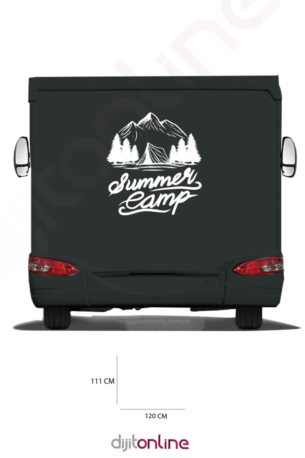 Karavan Dağ Manzara Kamp Sticker – Kamp Sticker 120×111 Cm - Dijitonline
