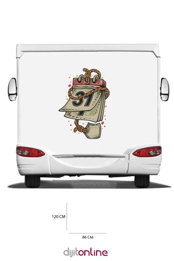 Karavan Renkli Baskı Sticker - Takvim Sticer - 86x120 Cm