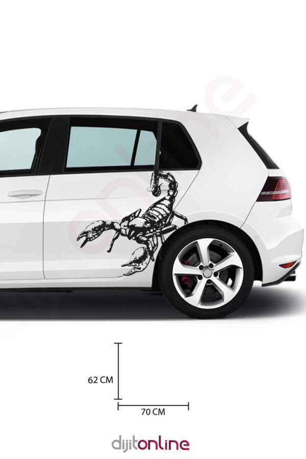2 Adet Araba Sticker - Yengeç Sticker - 70x62 Cm