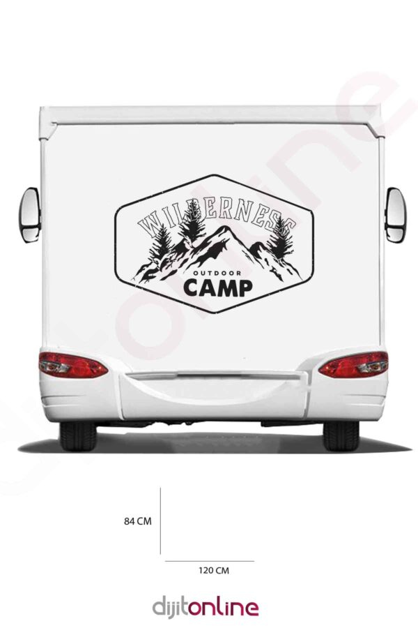 Karavan Kamp Sticker - Dağ Sticker - 120x84 Cm