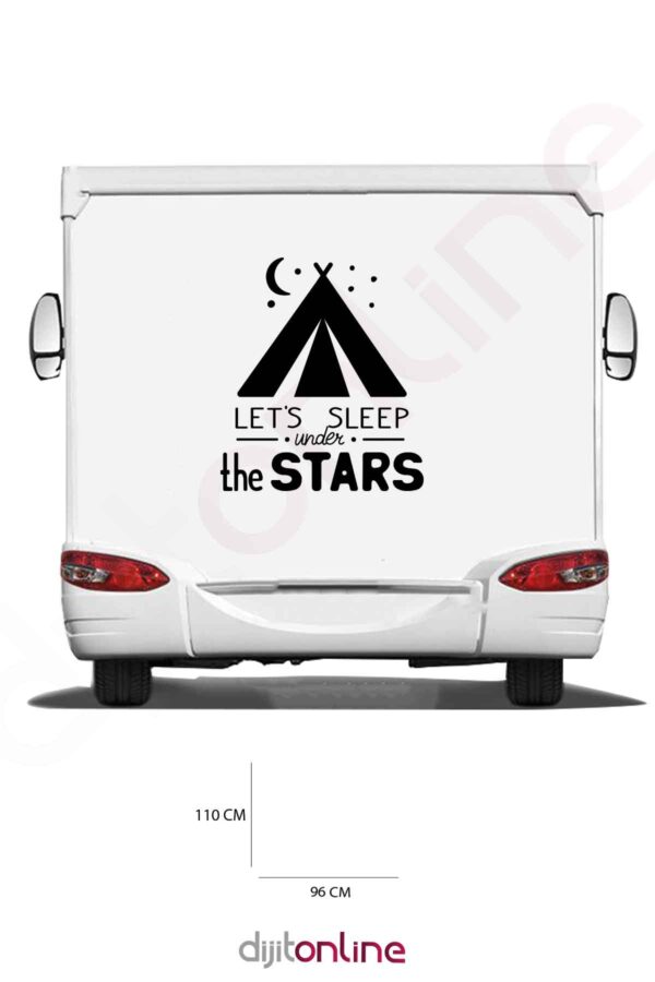 Karavan Kamp Sticker - Ay ve Yıldız Sticker - Kamp Çadırı Sticker - 110x96 Cm