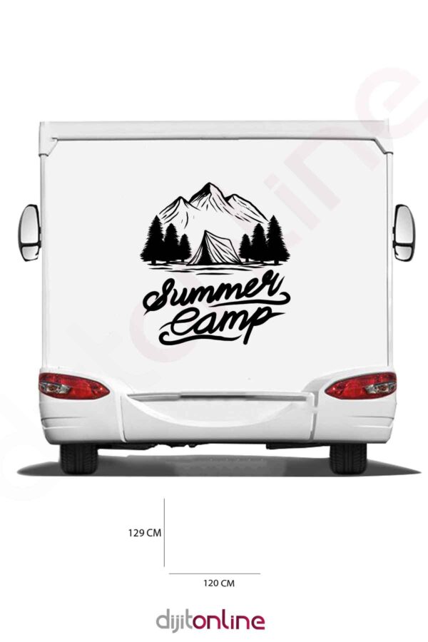 Karavan Kamp Sticker - Dağ Sticker - Orman Sticker - 120x129 Cm