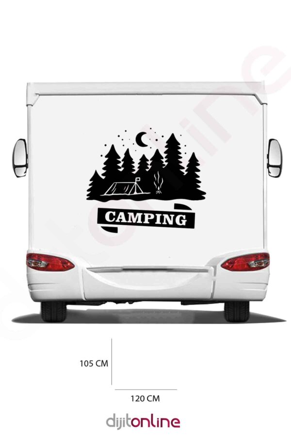 Karavan Kamp Sticker - Ay Sticker - Orman Sticker - 120x105 Cm