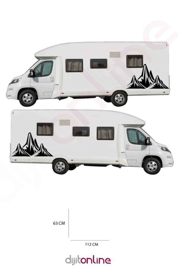 2 Adet Karavan Sticker - Dağ Sticker - 112x63 Cm