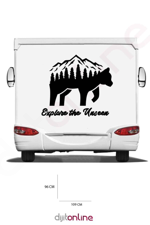 Karavan Ayı Sticker - Orman ve Dağ Sticker - 109x96 Cm
