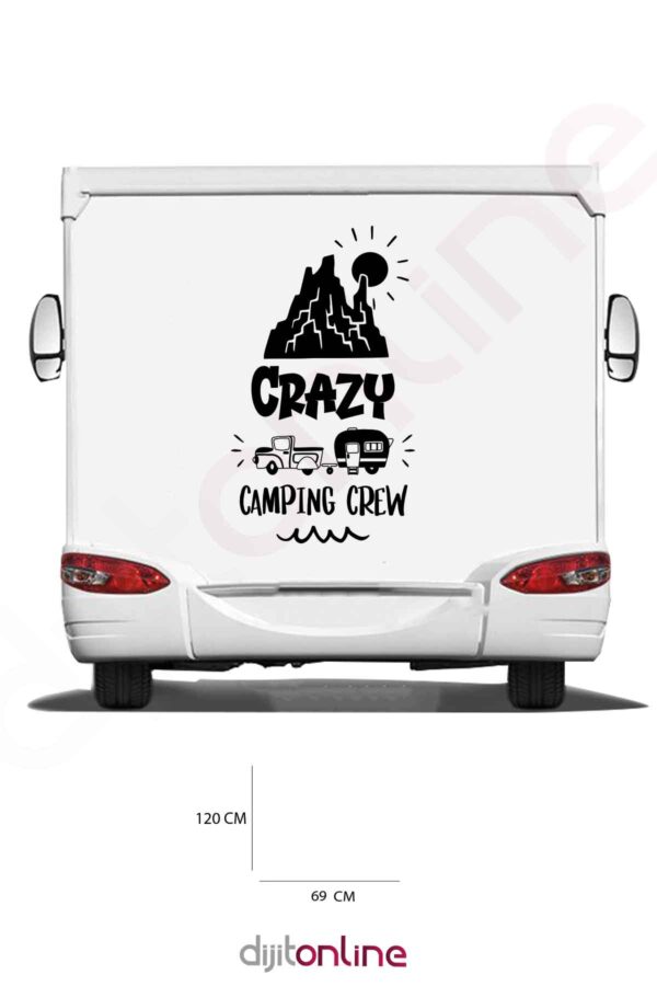 Karavan Kamp Sticker - Dağ ve Güneş - 120x69 Cm