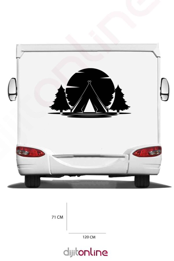 Dijitonline Karavan Kamp Sticker - Güneş Manzara Kamp Sticker - 120x71 Cm