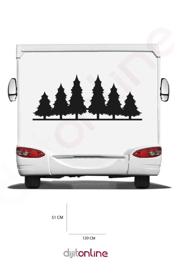Karavan Sticker - Ağaç Sticker - Orman Sticker - 120x51 Cm