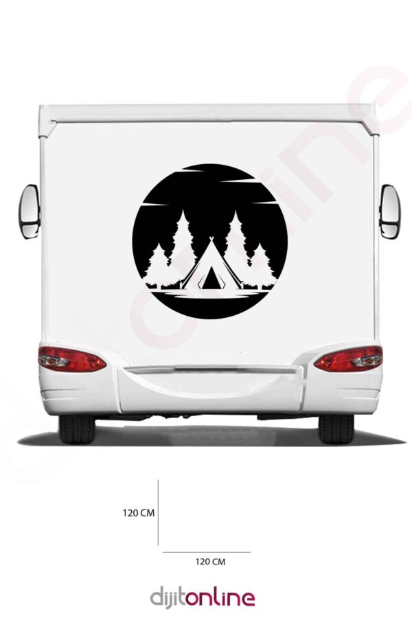 Karavan Sticker - Kamp Sticker - Ağaç Sticker - 120x120