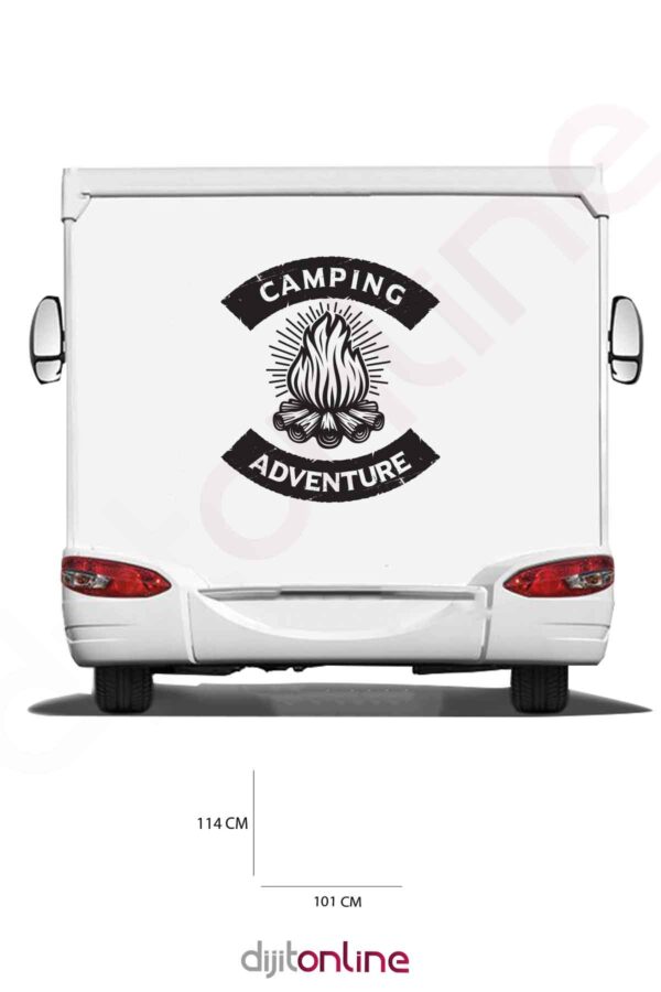 Karavan Ateş Sticker - Kamp Sticker - 101x114 Cm