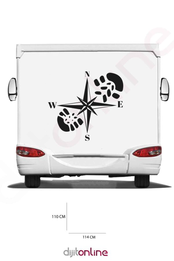 Karavan Pusula Sticker - Ayak İzi Sticker - 114x110 Cm