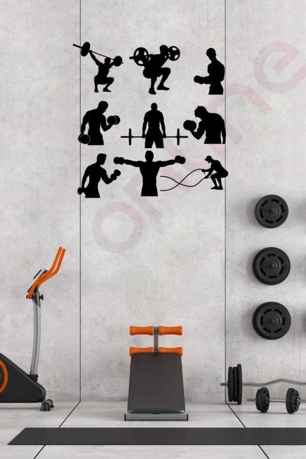 Spor Salonu Duvar Sticker - Fitness Sticker - Egzersiz Sticker - Gym Sticker - 120x120 Cm
