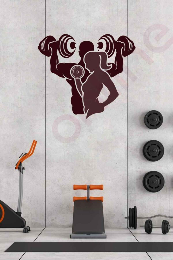 Spor Salonu Duvar Baskı Sticker - Fitness Sticker - Egzersiz Sticker - Gym Sticker - 120x104 Cm