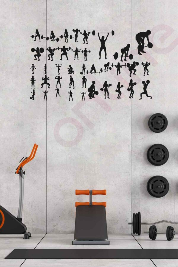 Spor Salonu Duvar Sticker - Fitness Sticker - Dekoratif Sticker - Gym Sticker - 120x71 Cm