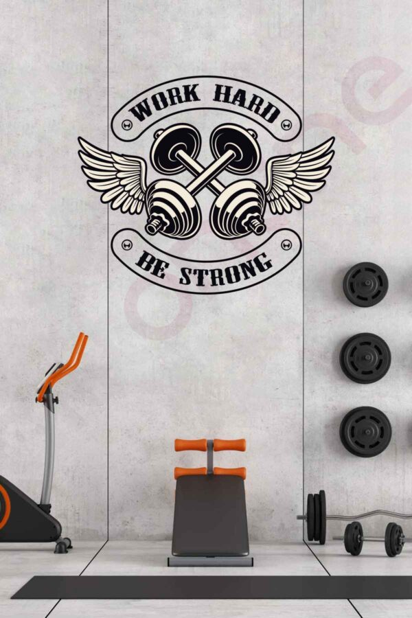Spor Salonu Duvar Baskı Sticker - Dambıl Sticker - Fitness Sticker - Gym Sticker - 120x102 Cm