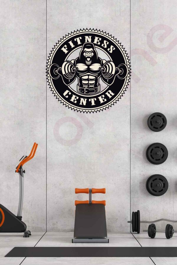 Spor Salonu Duvar Baskı Sticker - Dambıl Sticker - Fitness Sticker - Gym Sticker - 120x120 Cm