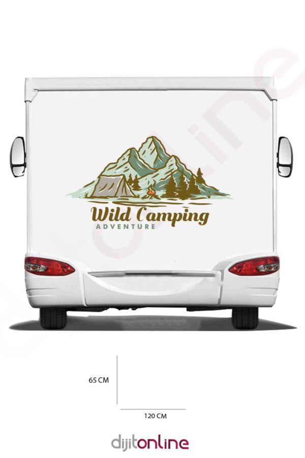 Karavan Kamp Baskı Sticker - Dağ ve Orman Sticker - Macera Sticker - 120x65 Cm