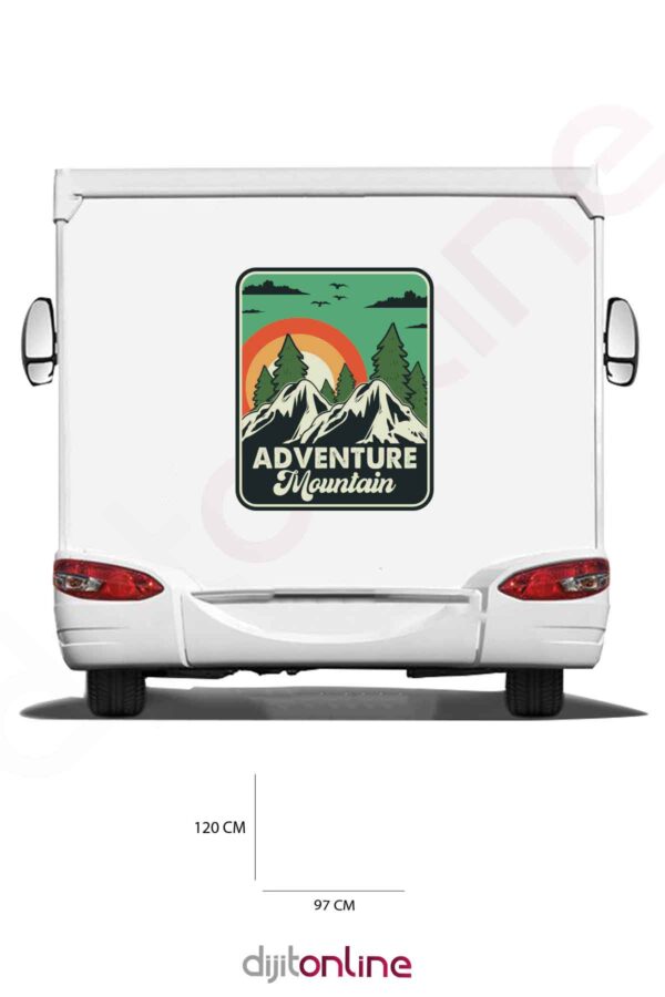 Karavan Macera Baskı Sticker - Dağ ve Orman Sticker - Ağaç Sticker - 97x120 Cm