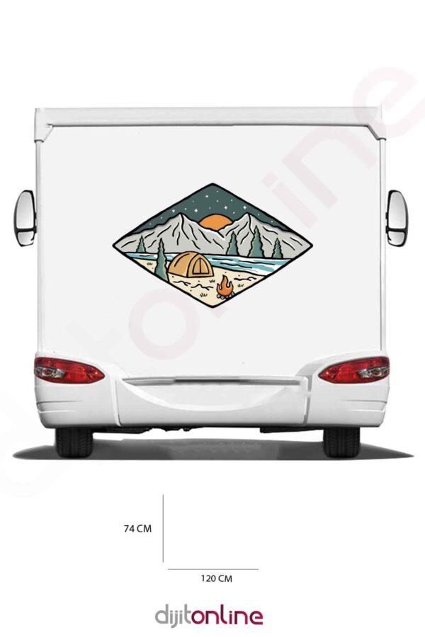 Karavan Macera Baskı Sticker - Dağ ve Orman Sticker - Ağaç Sticker - 97x120 Cm
