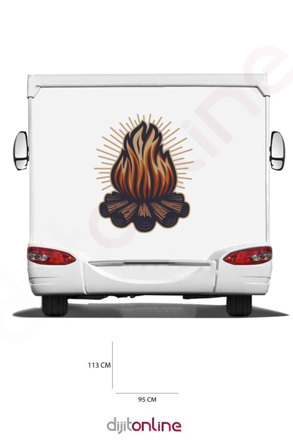 Karavan Baskı Sticker - Ateş Sticker - 95x113 Cm