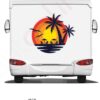 Karavan Palmiye Baskı Sticker - Kuş Sticker - Güneş ve Şezlong Sticker