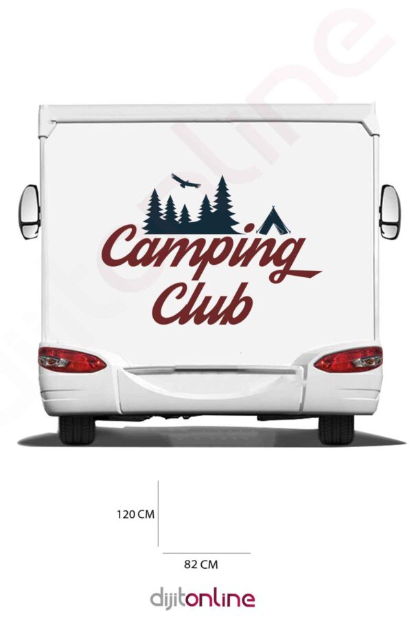 Karavan Kamp Baskı Sticker - Kamp Çadırı Sticker - Ağaç ve Kuş Sticker - 82x120 Cm