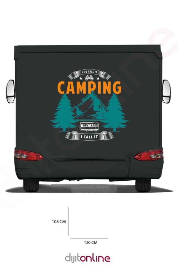Karavan Kamp Baskı Sticker - Orman Sticker - Dağ Sticker - 120x108 Cm