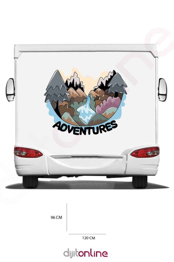 Karavan Baskı Sticker - Dağ Sticker - Macera Sticker - 120x96 Cm
