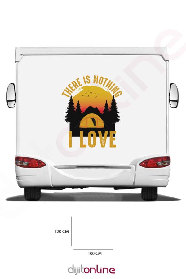 Karavan Kamp Baskı Sticker - Dağ ve Ağaç Sticker - Doğa Sticker - 105x120 Cm