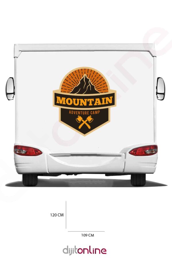 Karavan Kamp Baskı Sticker - Macera Sticker - Dağ Sticker - 109x120 Cm
