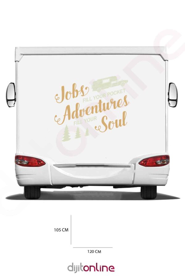 Karavan Baskı Sticker - Ağaç Sticker - Macera Sticker - 120x105 Cm