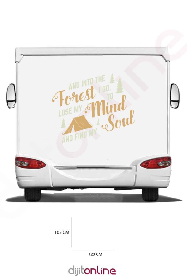 Karavan Baskı Sticker - Kamp Sticker - Ağaç Sticker - 120x105 Cm