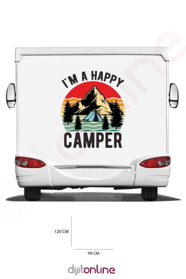 Karavan Kamp Baskı Sticker - Kamp Çadırı Sticker - Dağ Sticker - Ağaç Sticker - 99x120 Cm