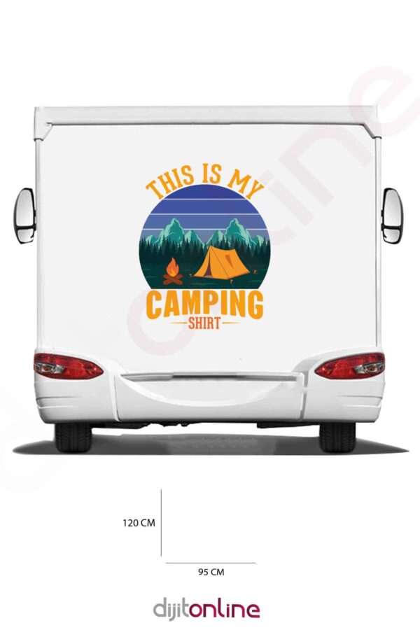 Karavan Kamp Baskı Sticker - Kamp Çadırı Sticker - Kamp Ateşi Sticker - Dağ Sticker - 95x120 Cm