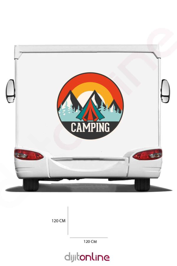 Karavan Baskı Kamp Sticker - Kamp Çadırı Sticker - Orman Sticker - 120x120 Cm
