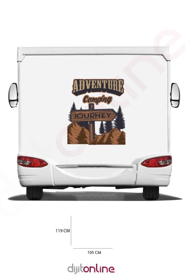 Karavan Kamp Baskı Sticker - Macera Sticker - Dağ Sticker - 105x119 Cm