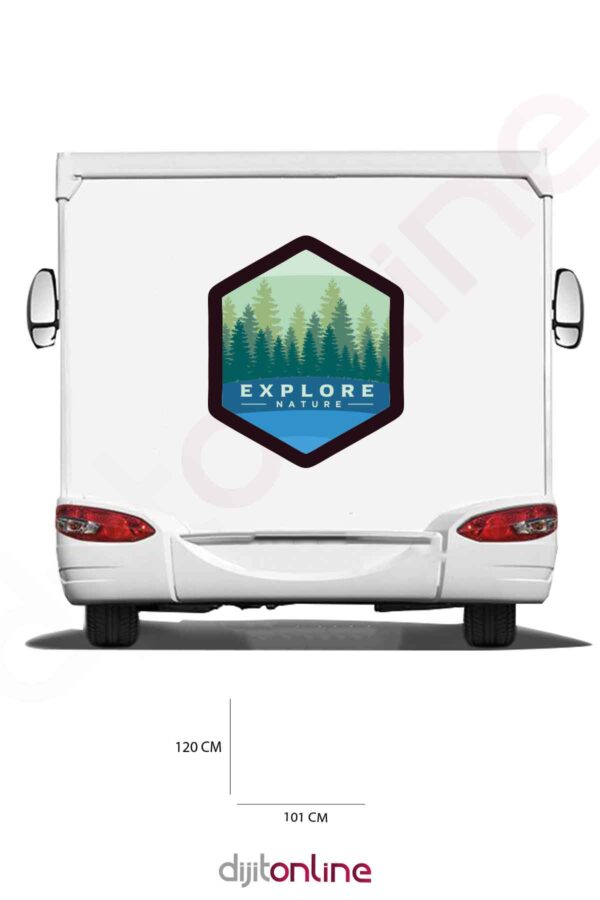 Karavan Doğa Baskı Sticker - Orman Sticker - 101x120 Cm