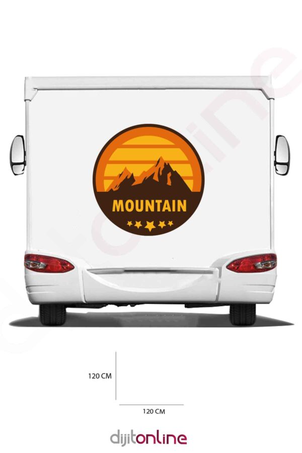 Karavan Baskı Sticker - Dağ Sticker - Yıldız Sticker - 120x120 Cm
