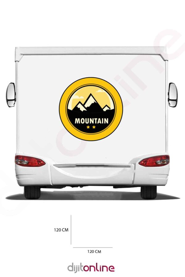 Karavan Baskı Sticker - Dağ Sticker - Yıldız Sticker - 120x120 Cm