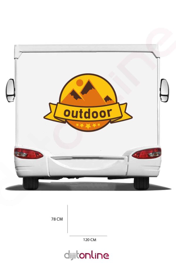 Karavan Baskı Dağ Sticker - Güneş Sticker - Yıldız Sticker - 120x78 Cm