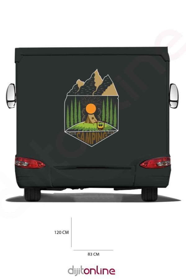 Karavan Kamp Baskı Sticker - Kamp Çadırı Sticker - Güneş Sticker - 83x120 Cm