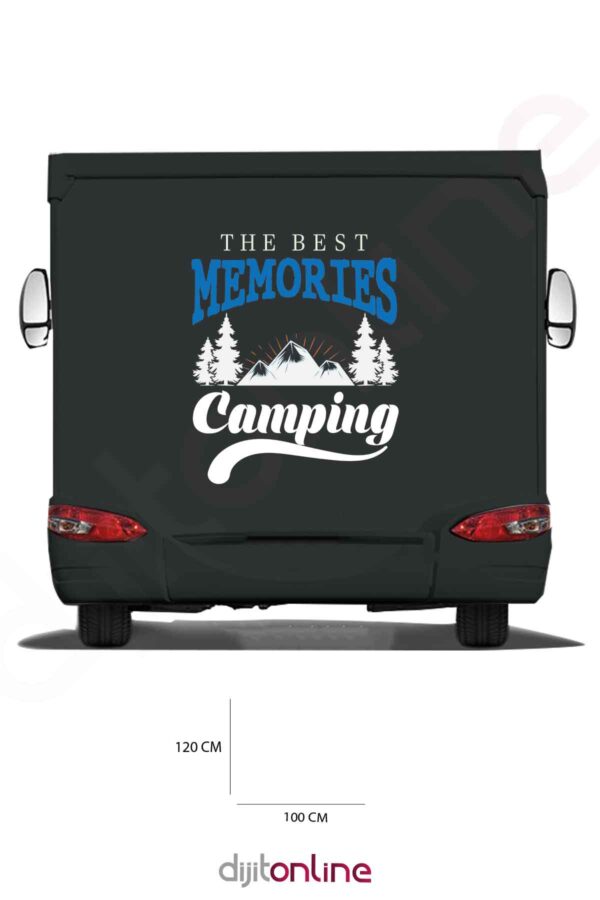Karavan Baskı Kamp Sticker - Dağ Sticker - Ağaç Sticker - 100x120 Cm