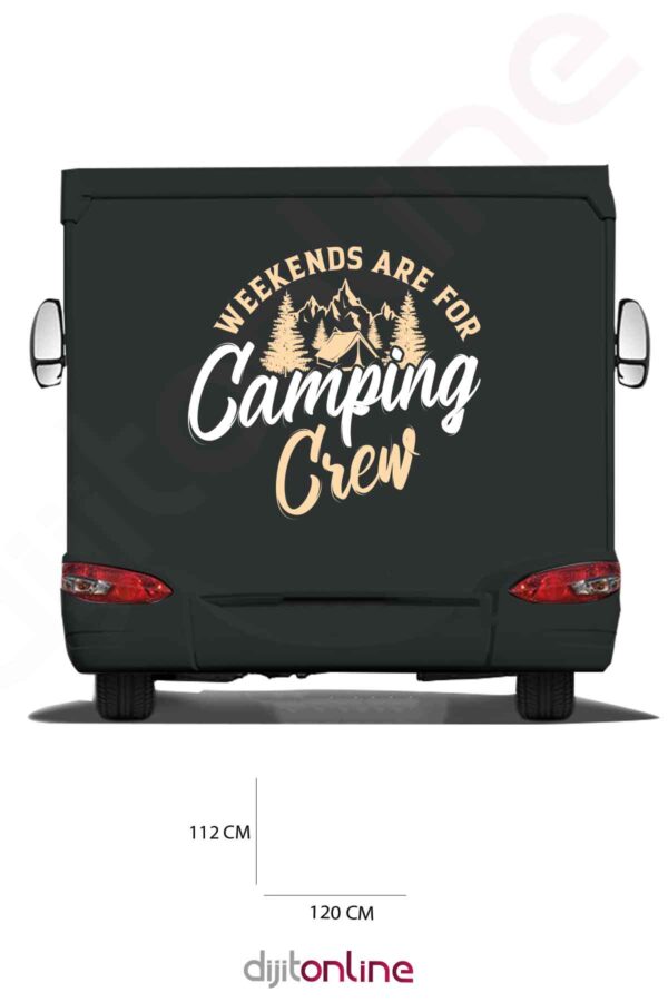 Karavan Kamp Baskı Sticker - Dağ ve Orman Sticker - Kamp Çadırı Sticker - 120x112 Cm